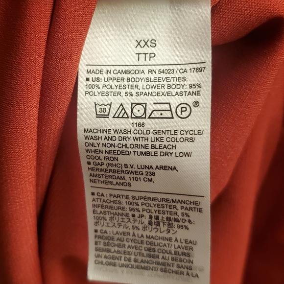 NWT Banana Republic Factory Tie Back Blouse, Rust Red, Size XXS (Fits Like XS) - Picture 6 of 6